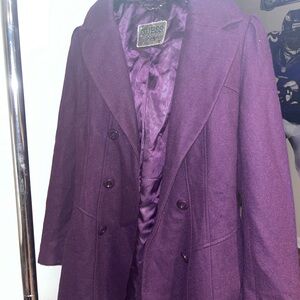 GUESS Women's Rich Purple Pea Coat